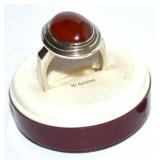 Vintage Carnelian Sterling Domed Ring Sz 9