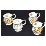 Set Of 4 Elizabethan Tudor Bone China Coffee Cups