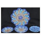 4 Persian Shirazi Enamel Wall Plates 1 Lot!