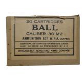 1943 Winchester Ball Caliber .30 M2 Box Of 20