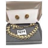 MCM Lisner Gold Toned Necklace Earring Set