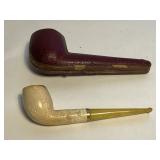 CLASSIC FLORAL BLOCK MEERSCHAUM PIPE W/CASE