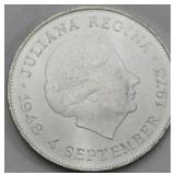 1973 10 GULDEN SILVER COIN