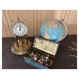 Clock, Marbles, Globe