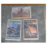 3 Large Railroad Prints C&O NW & Milwaukee Road