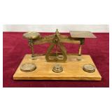 Vintage Brass and Wood Postal Scale