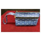 Blue and White Wristlet Purse