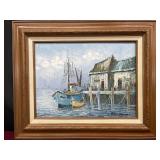 Florence Fishing Boat at Dock Oil Painting