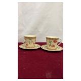 4 Pc. Floral Print Teacup and Plate Set