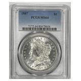 1887 Morgan Silver $1 PCGS MS64