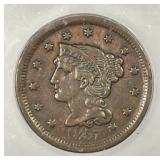 1857 Braided Hair Large Cent ICG XF40 details