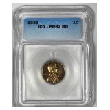 1939 Lincoln Wheat Cent Proof ICG PR62 RD