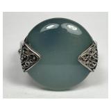 Vintage Sterling SUARTI Aqua Chalcedony Ring Sz 8