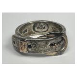 Vintage Sterling & 14K Victorian Buckle Ring Sz 6