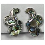 TAXCO 925 Silver Inlaid Abalone Screw Earrings