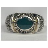 Vintage Sterling Aqua Chalcedony Ring Sz 8