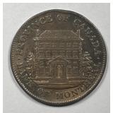 1844 Self Govmt Bank Montreal Half Penny Token