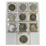 GERMANY: Lot of Ten Third Reich Silver Coins