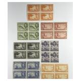 CAYMAN ISLANDS: 1938-43 Lot of 7 Blocks of 4 Mint