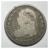 1829 Capped Bust Silver Dime Lrg 10c Good G