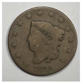 1825 Coronet Head Large Cent About Good AG