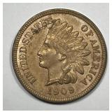 1909 Indian Head Cent About Uncirculated AU