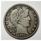 1913-D Barber Silver Half Fine F