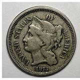 1873 Three Cent Nickel 3cN Open 3 Fine F