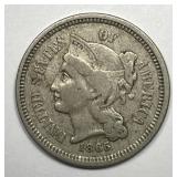 1865 Three Cent Nickel 3cN Fine F+