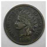 1865 Indian Head Cent Fancy 5 Very Fine VF details