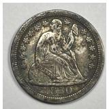 1850 Seated Liberty Silver Dime Very Fine VF det