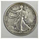 1916-D Walking Liberty Silver Half Very Fine VF