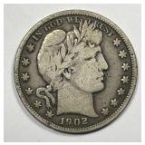 1902 Barber Silver Half Very Good VG