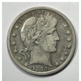 1894-S Barber Silver Half Fine F