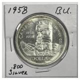 CANADA: 1958 Silver $1 Totem Pole Uncirculated BU