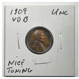 1909 VDB Lincoln Cent Uncirculated UNC Neat Toning