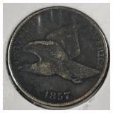 1857 Flying Eagle Cent Fine F details