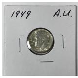 1949 Roosevelt Silver Dime About Uncirculated AU