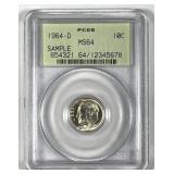 1964-D Roosevelt Dime OGH PCGS MS64 SAMPLE