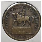 1863 Civil War Token First War & Peace F/VF