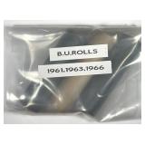 1961 1963 1966 Jefferson Nickel BU Rolls