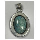 TAXCO Sterling Larimar Cabochon Pendant