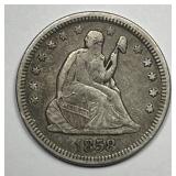 1858 Seated Liberty Silver Quarter Very Fine VF