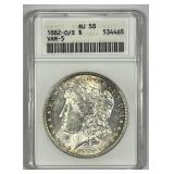 1882-O/S Morgan Silver $1 VAM-5 ANACS AU58