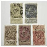 BELGIUM: 1893-1900 Assortment of 5 Stamps