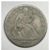 1861 Seated Liberty Silver Half Counterstamped K