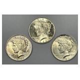 1922 1923 1924 Peace Silver $1 Trio UNC BU