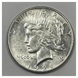 1926-S Peace Silver $1 About Uncirculated AU