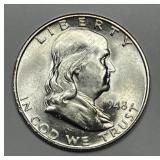 1948-D Franklin Silver Half Uncirculated BU FBL