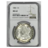 1882 Morgan Silver $1 NGC MS62